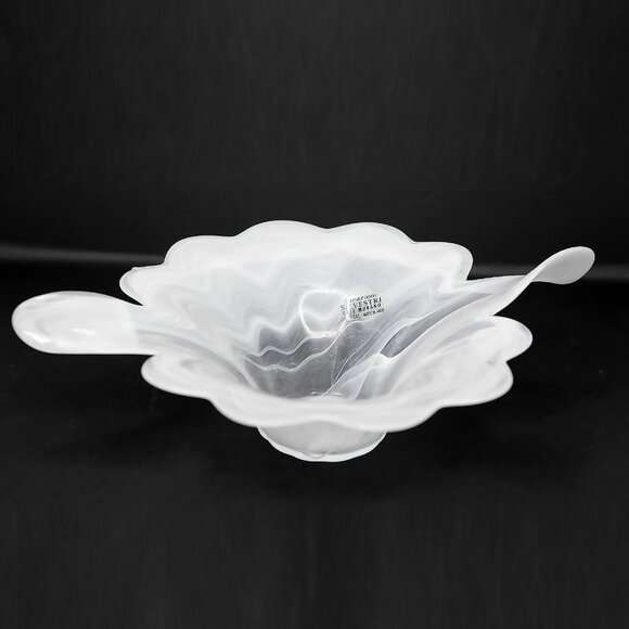 Vintage MURANO Creazioni Silvestri Arte Glass Crystal Bowl Swirl White Italy - Picture 8 of 11